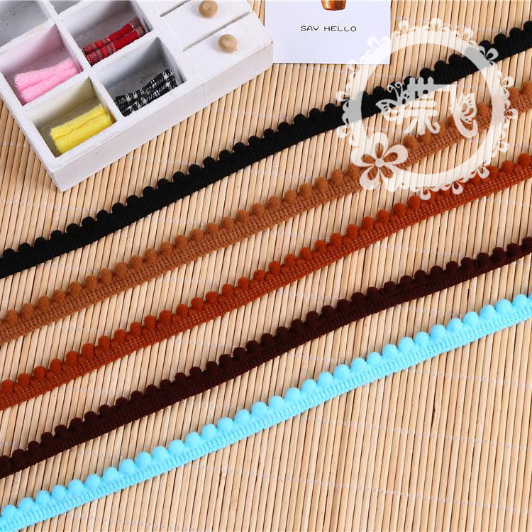 现货供应35色爆款密芽边毛毛虫织带DIY手工帽子服装辅料 毛球花边详情7