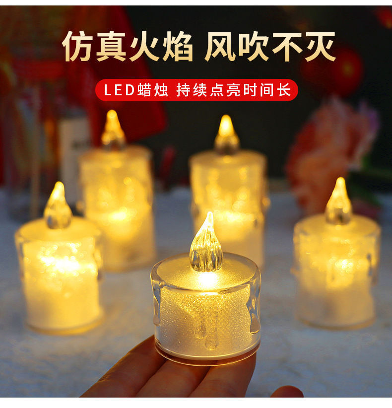 Crystal mini simulation transparent electronic candle lamp, candle stand, led romantic atmosphere decoration, tea wax birthday candle, candle aromatherapy candle, glass candle cup, white candle, birthday shining candle pic 1