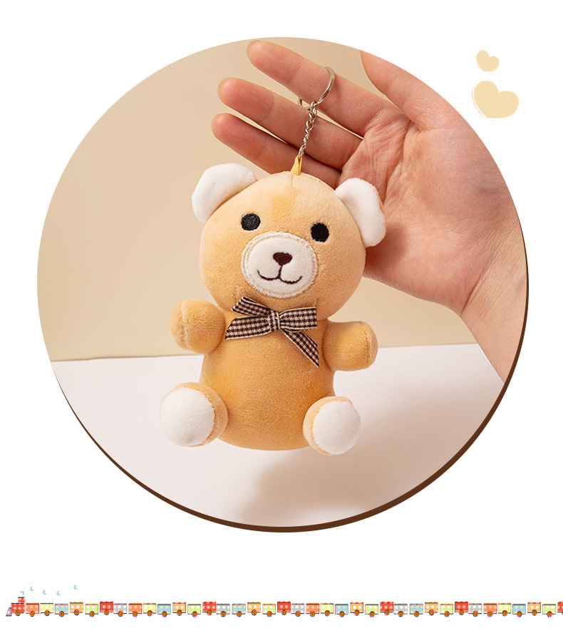 Cute bow tie, elastic bear plush toy, little bear keychain, girlish schoolbag pendant, backpack hanging accessory pic 4