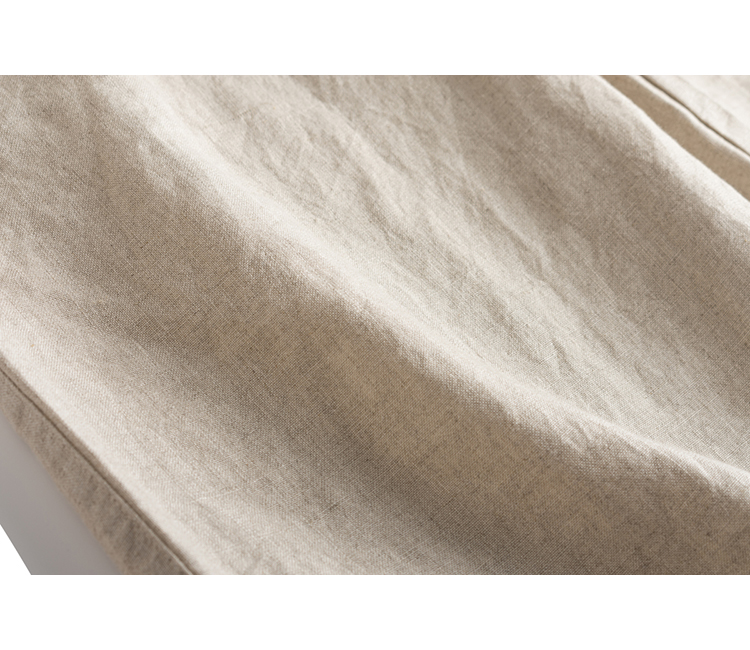 春夏新款法国亚麻阔腿裤九分休闲文艺宽松松紧腰抽绳女式麻裤#000详情14