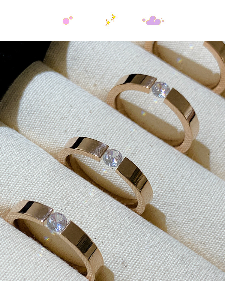 单钻锆石钛钢戒指女小众设计对戒素圈戒指女轻奢高级感尾戒食指环详情16