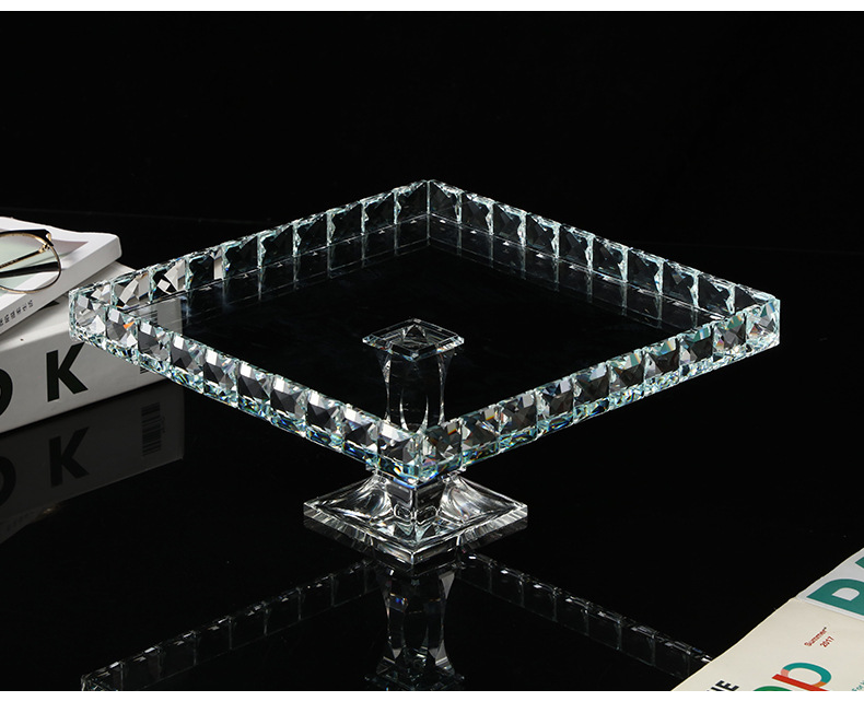 点心零食水果托盘高脚玻璃果盘玻璃碗椭方形玻璃果盘方缸现货批发详情12