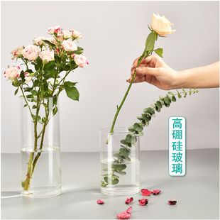 高硼硅直筒玻璃花瓶绿萝小鱼缸插花器水培景观花盆花瓶玻璃摆件详情4