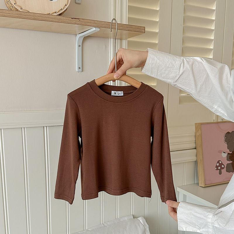 A white long-sleeved loose T-shirt for children, a cute base layer, top and mask T-shirt for boys, girls and babies in spring and autumn pic 25