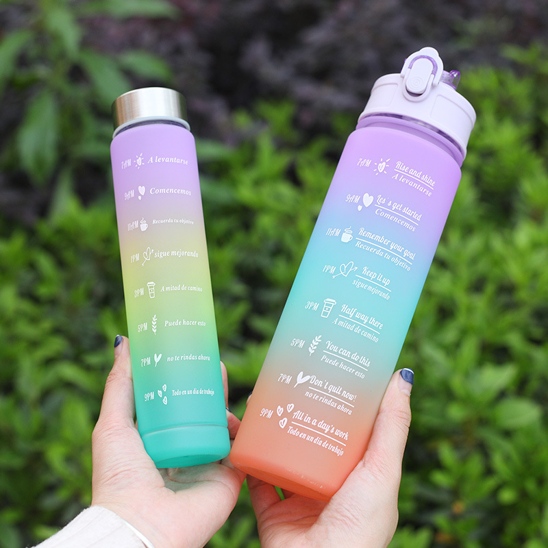 外贸3色渐变套装杯大中小三件套塑料水杯可户外运动详情14