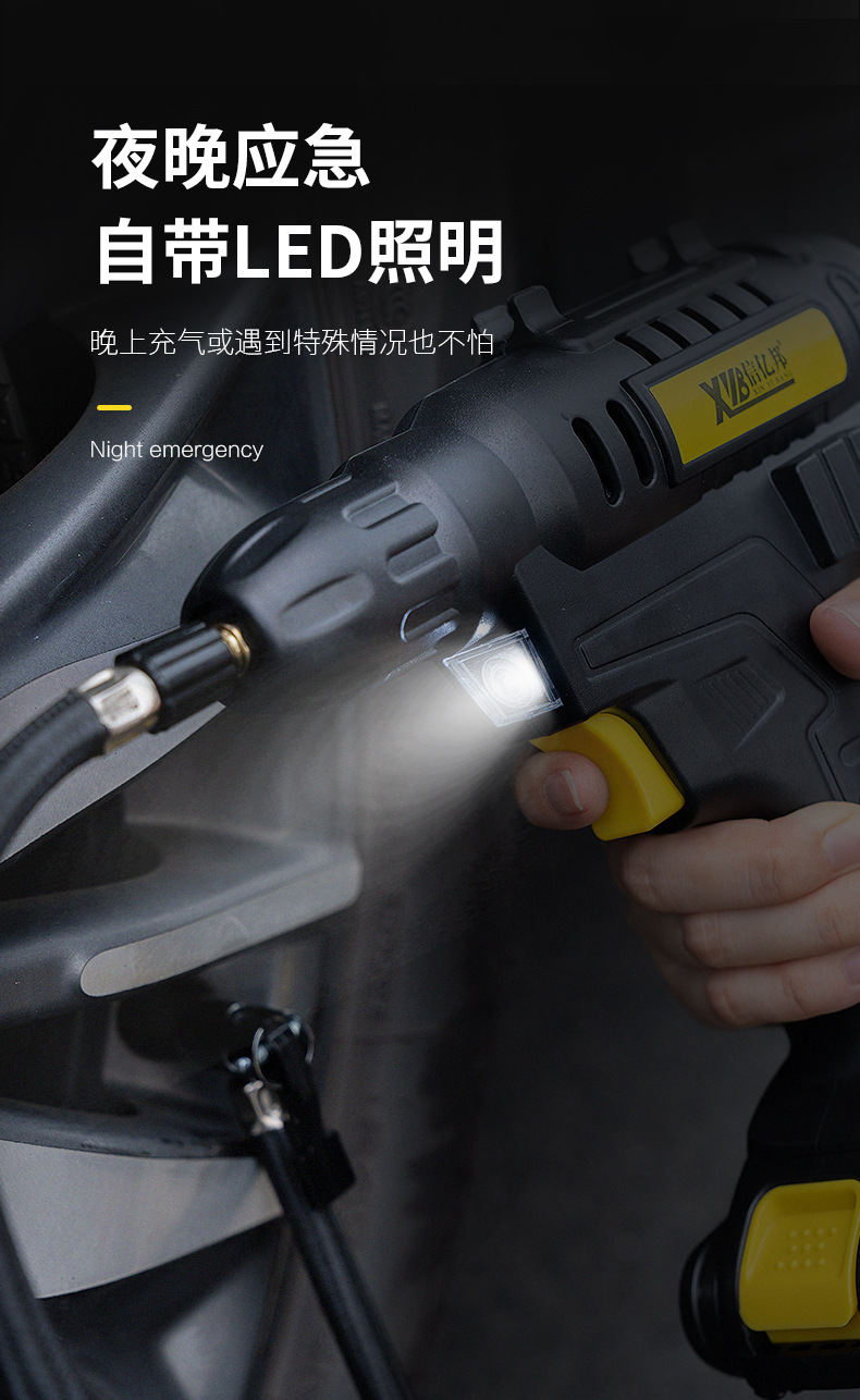 Xinyibang car air pump, wireless lithium battery electric tire air pump, air filling machine, air pump cylinder for automobiles pic 8