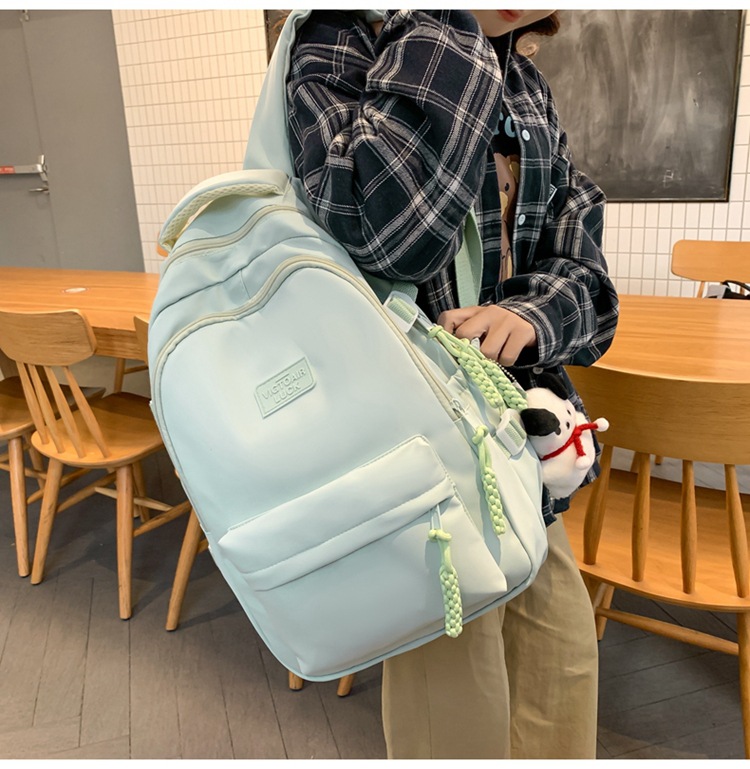 书包大容量高颜值初高中生新款双肩包大容量纯色简约防泼水背包详情15