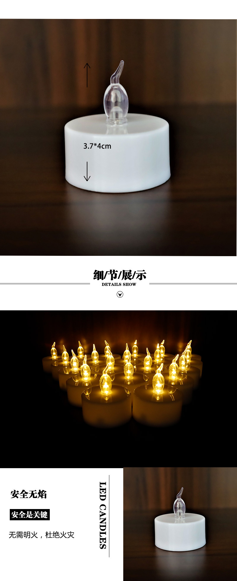 CR2032 Remote-controlled tea Wax led electronic Candle Lamp for confession, celebration, church, home, wedding and birthday atmosphere decoration pic 2