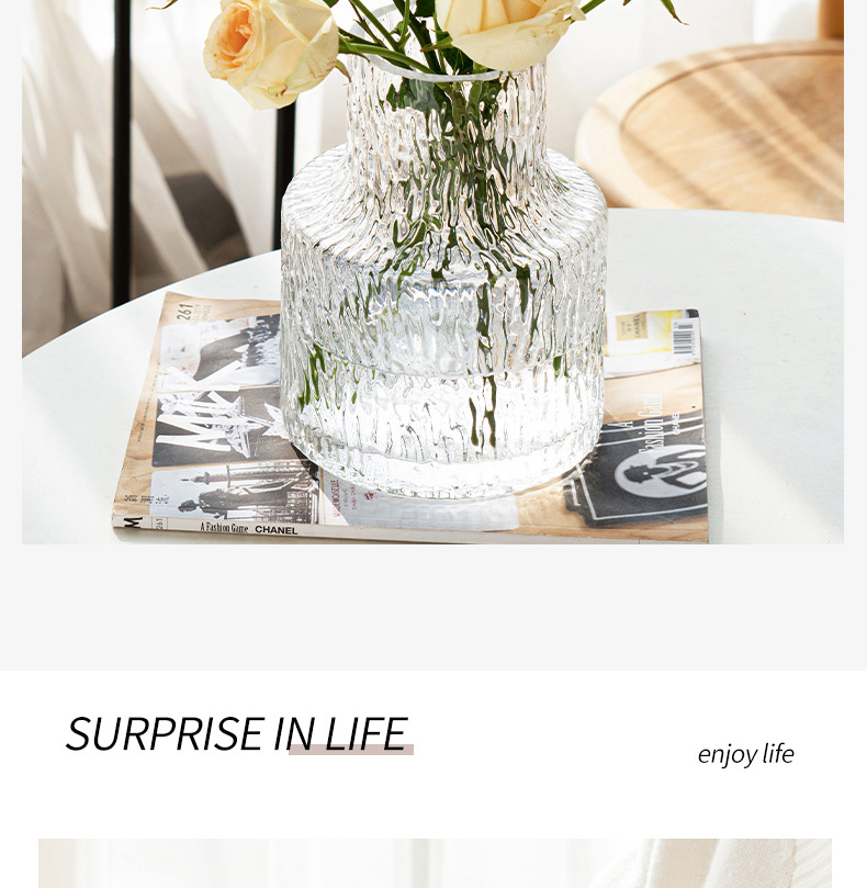 Nordic-style transparent vase dining table, ins feng shui for growing fresh flowers, glass vase for living room decoration, popular online decoration pic 5