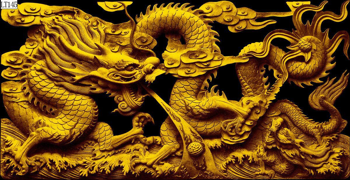 Fish tank aquarium decorative landscape background painting, pp material without glue, dragon background painting, two dragons playing with a pearl, dragon Roaming the world painting pic 38