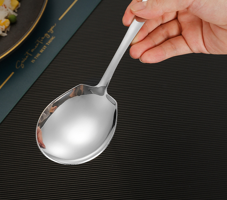 不锈钢勺子批发酒店自助餐高颜值公用分餐勺家用加厚汤匙饭勺餐具详情6