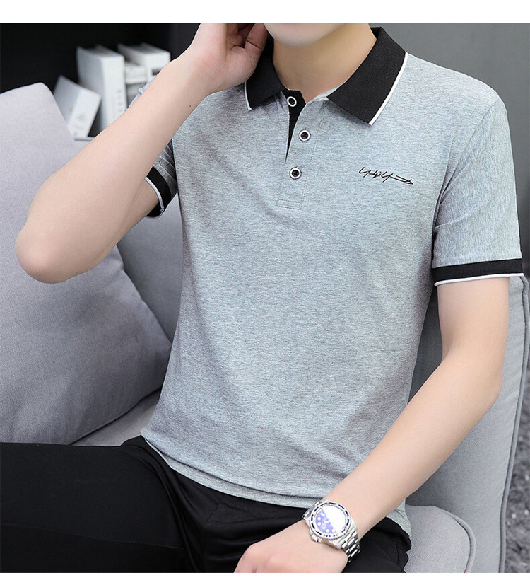 爆款纯棉短袖T恤男夏季新款翻领polo衫男士潮流详情11