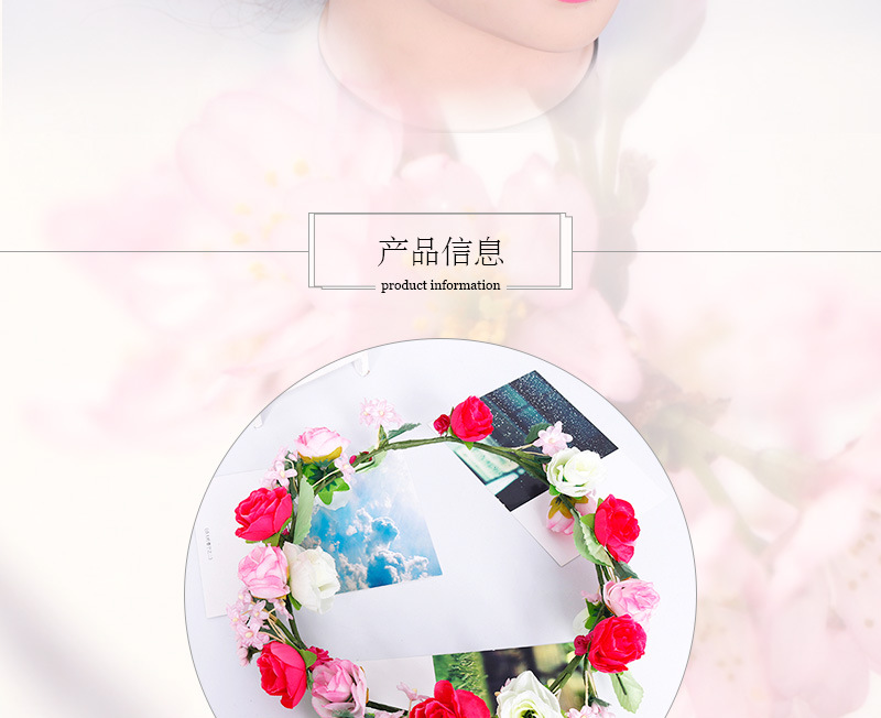 Xinyun Factory Direct sales of garland bride headwear, European and American Bohemian summer pink hair bands, Hawaiian headwear accessories pic 2