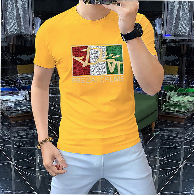 欧洲站长袖轻奢高档新款男士圆领短袖T恤男装薄款亮片印花半袖详情22