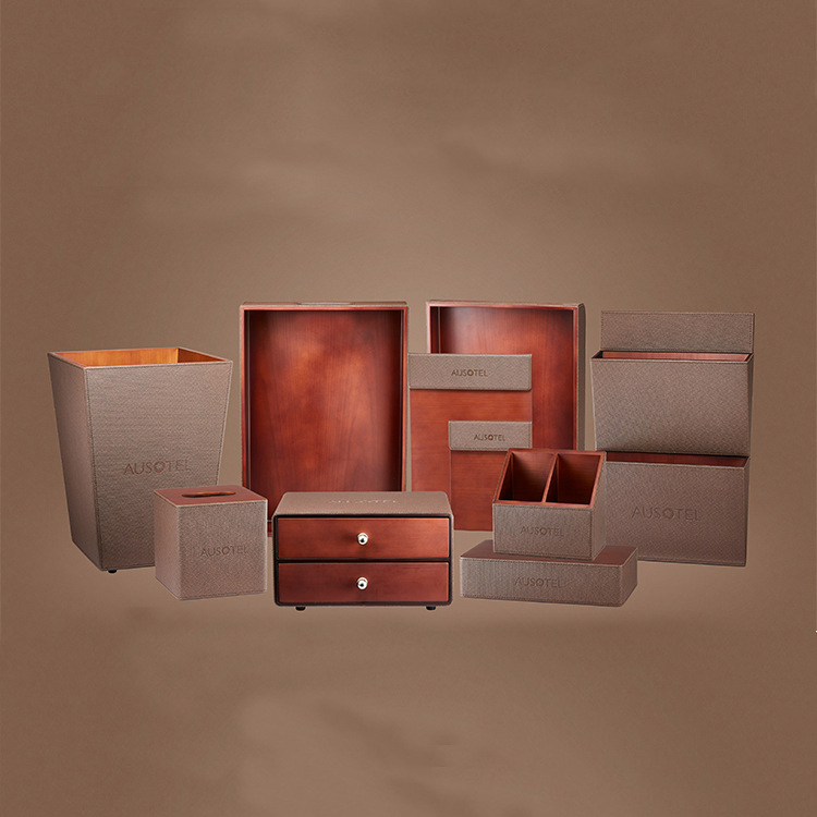 Factory direct sales of high-end leather hotel room tissue boxes, supplies boxes, tea compartments, trays, notepads and storage boxes pic 1