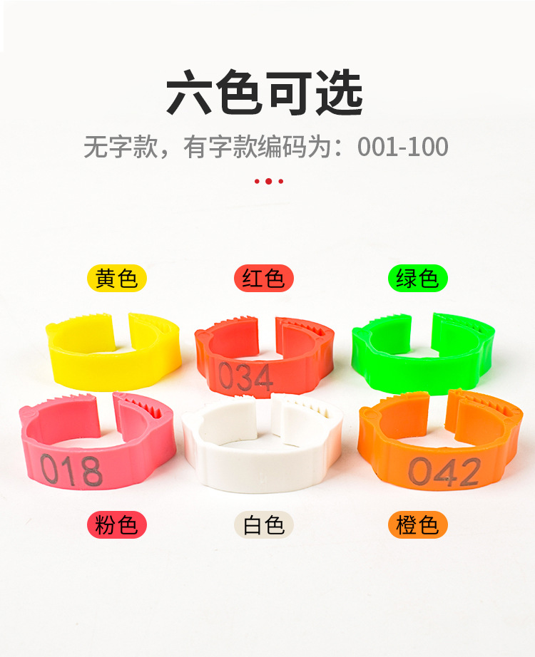 0.1鸡脚环卡扣式鸭鹅禽类可调脚环记号识别环大小鸡通用塑料标签脚圈详情6