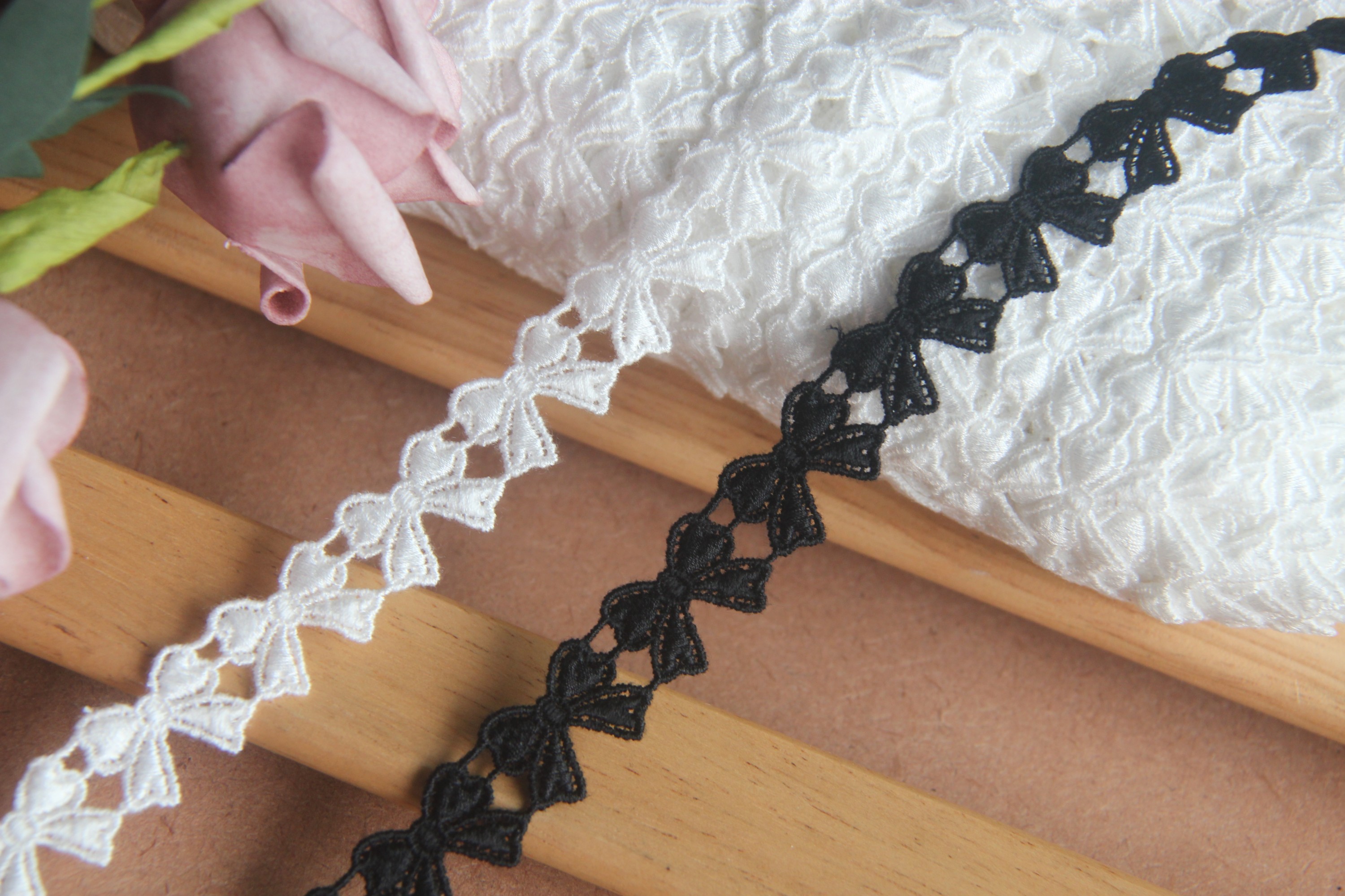 F16G3蕾丝花边手工DIY辅料 日版水溶 丝光棉 蝴蝶结 宽1cm工艺品详情7