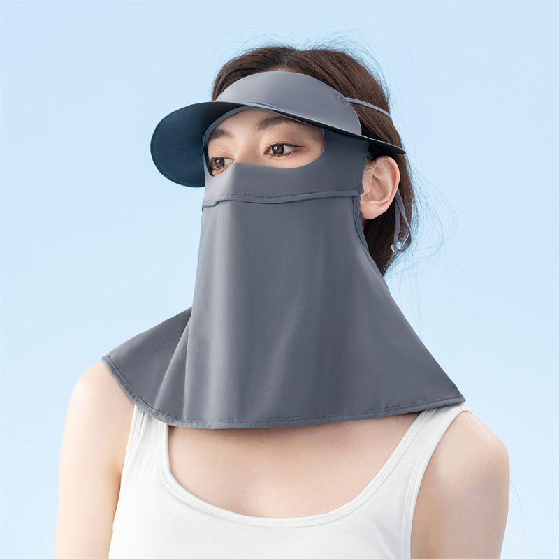 黑胶长款面罩全脸遮阳防晒口罩太阳帽子夏季骑行护颈冰丝面罩批发详情17