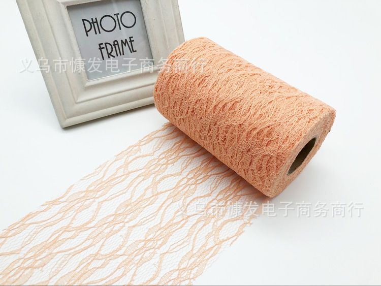 6-inch 25-yard orchid lace roll decoration material, diy fabric, wedding decoration supplies, American mesh roll pic 5
