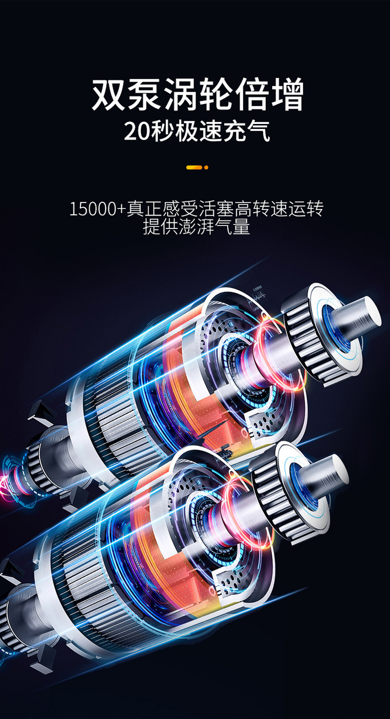 Newmann cross-border new wireless intelligent car air pump, portable car tire air pump, electric air pump, vacuum cleaner, car air pump pic 2