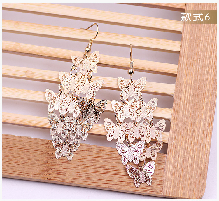 Small-batch wholesale best-selling fashionable and elegant butterfly earrings, earrings, colorful small nine-piece earrings, copper accessories and ornaments pic 13