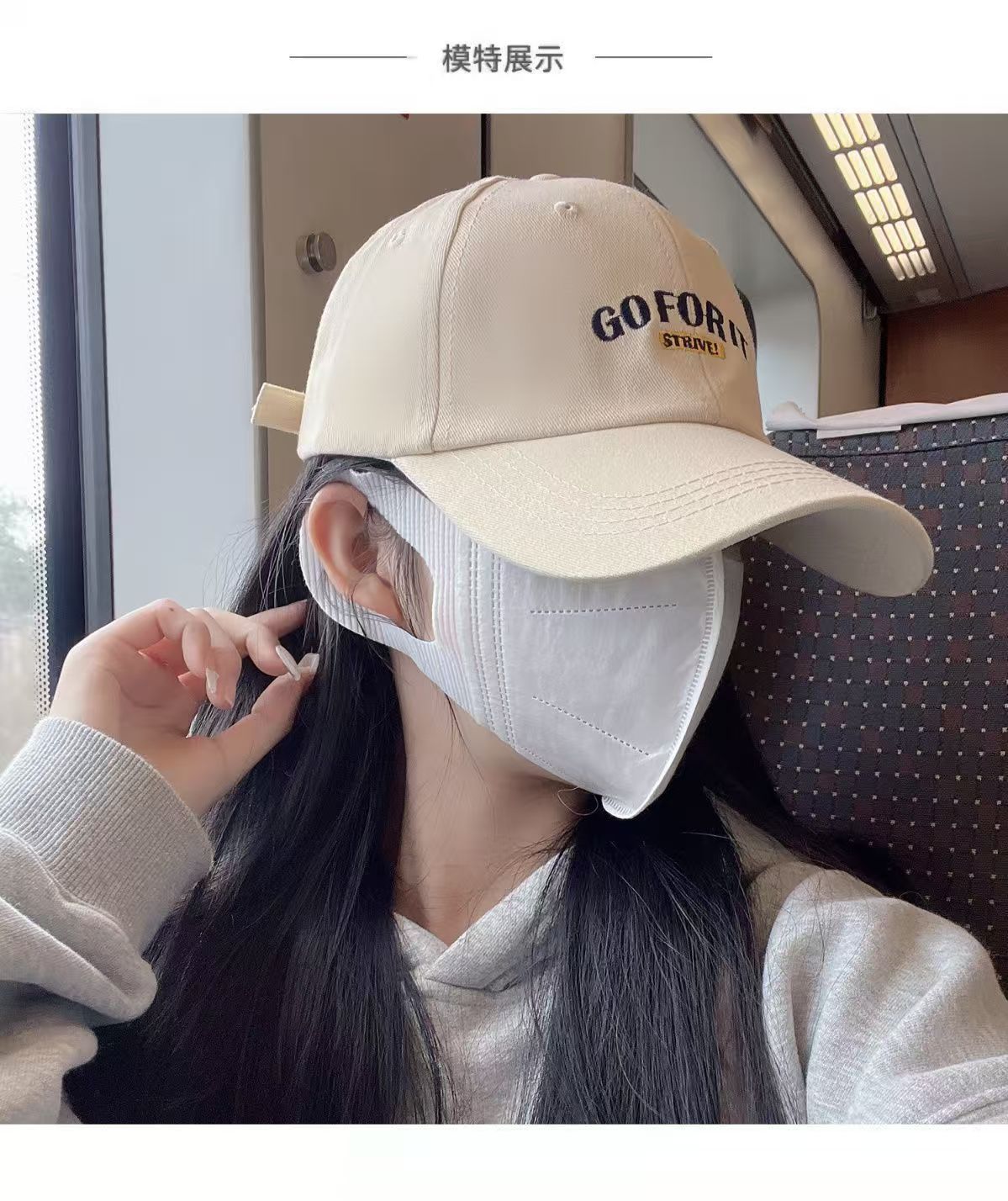 Large-headed baseball cap for women, widened in spring, summer and autumn with Korean letters, versatile and face-enhancing small outdoor sun protection baseball cap pic 2