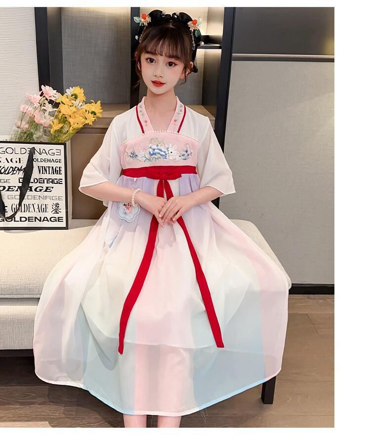 汉服女童春薄款中国风襦裙连衣裙古装超仙春季小女孩儿童唐装批发详情30