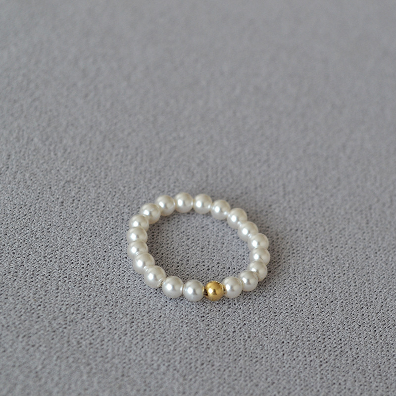 A 14K gold-encrusted small gold bead from the United States, a delicate and simple handcrafted finger ring imitating the small pearls of the Shi family pic 6