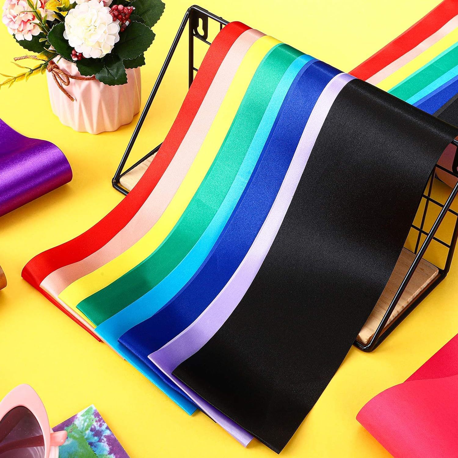 工厂专供空白礼仪肩带生日绶带单层色丁布party肩带单身派对用品详情17