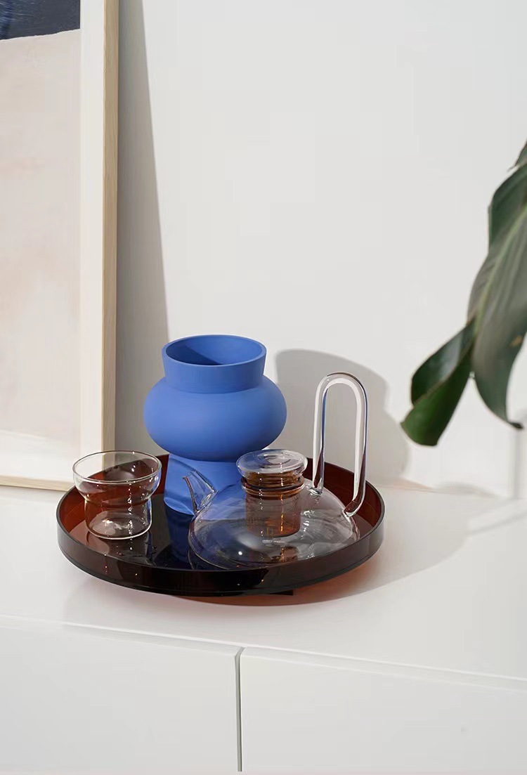 Nordic Ins-style ceramic vase, Klein blue ceramic flower arrangement, entrance decoration piece, light luxury living room decoration dry vase pic 3