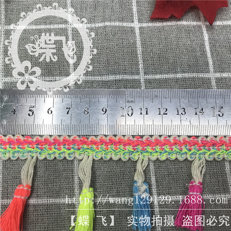 民族风蜈蚣边彩色流苏扫把花边DIY帽子围巾窗帘服装辅料花边现货织带详情25