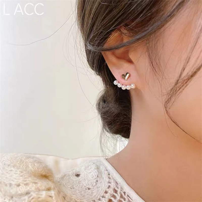 The S925 silver needle, a niche design, pearl heart-shaped stud earrings from Dongdaemun, South Korea, are trendy and versatile pic 51