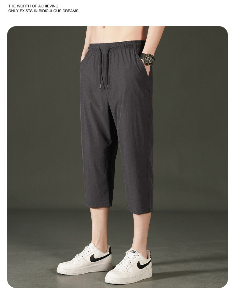 Ice Silk Seven-inch Pants for men 2024 Summer, a thin and trendy brand, loose beach pants for men, sporty and casual shorts for men pic 15