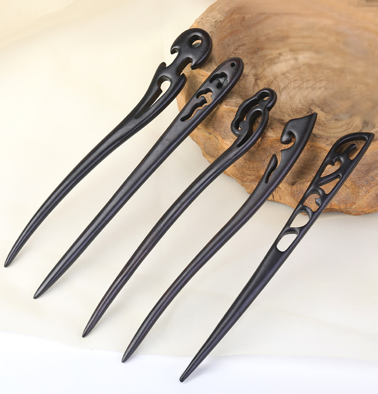 黑檀木发簪古风簪子绿檀木簪 高级感新中式盘发头饰木质发钗批发详情2