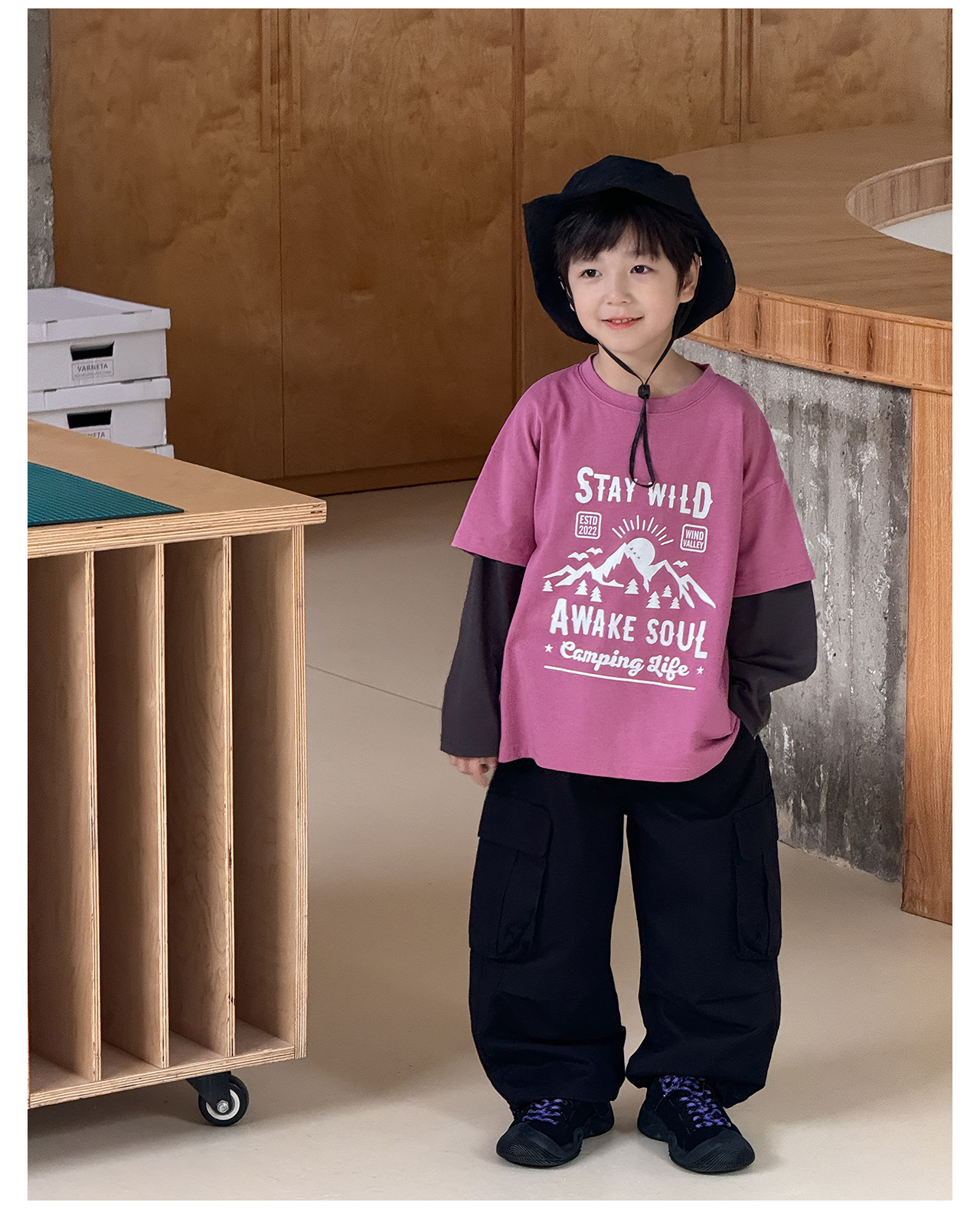 童酷2025春季新款湖州织里童装韩版男童假两件山系印花儿童T恤潮详情28