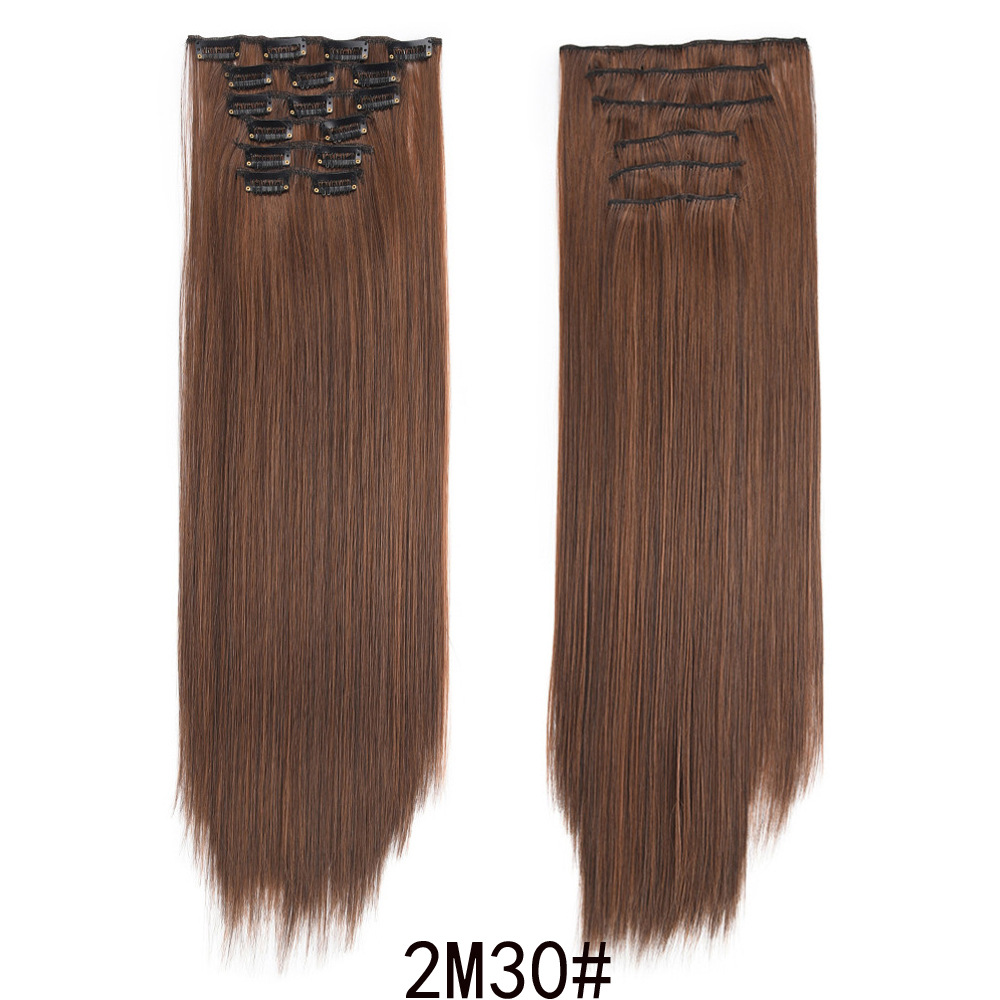 16-clip long straight hair wig for women, 6-piece clip hair extension, 6-piece straight hair extension, 6-piece hair extension pic 9