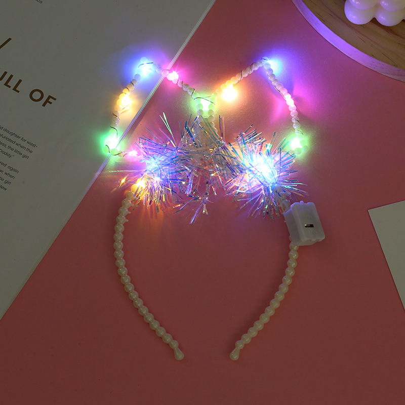 厂家批发成人儿童装饰蝴蝶结兔耳朵独角兽发光发箍闪光派对装饰品详情10