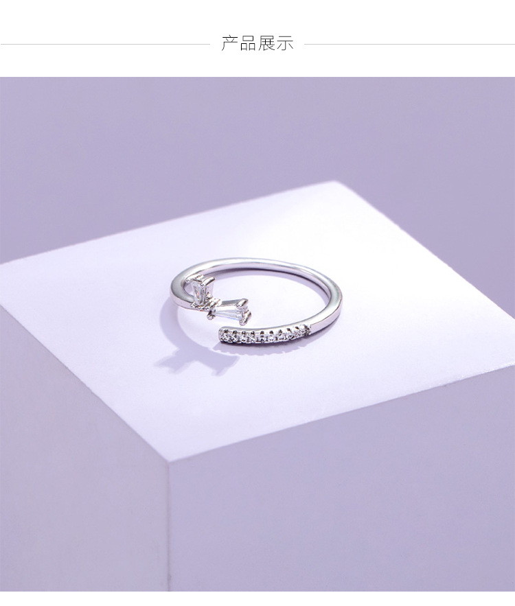 旭平首饰 韩版时尚微镶开口戒指镀白金色厂家直销戒指女A00524454详情4