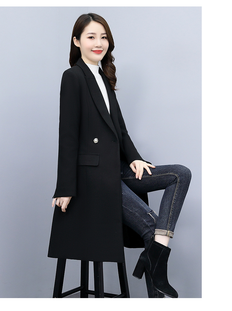 High-end woolen coat for women, mid-length, 2021 autumn/winter new style, fashionable and elegant, a slimming and form-fitting woolen coat for socialite pic 14
