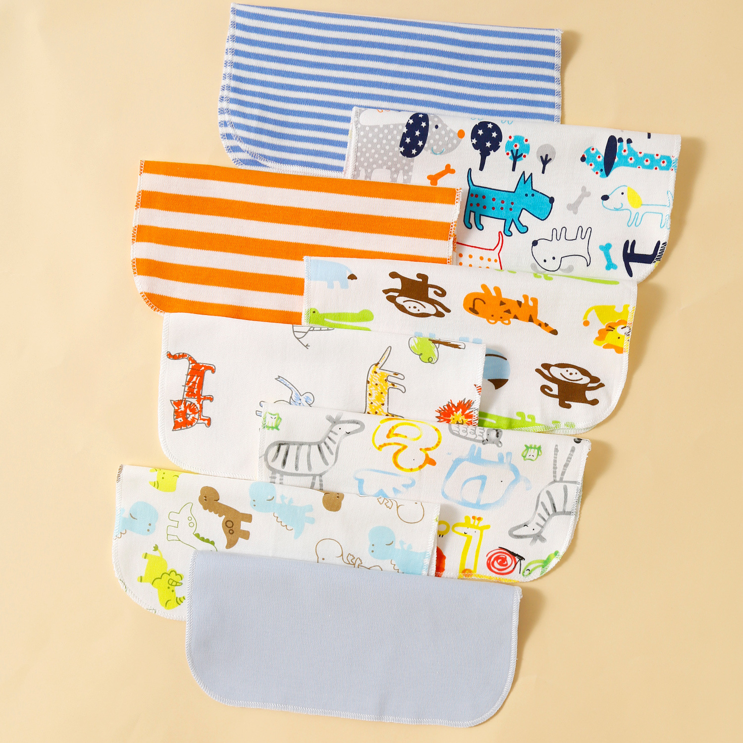 momscare baby square towels/feeding towels and saliva wipes are all packed in 8-piece cotton fabric with fixed patterns pic 23