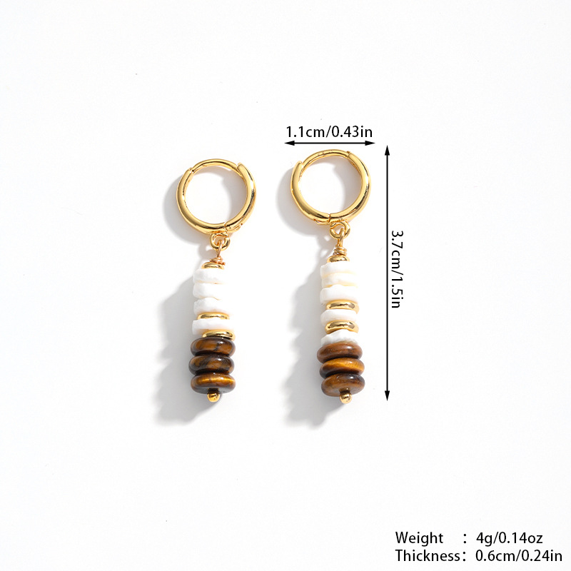 娜莎首饰套装美拉德风巴洛克珍珠贝壳虎眼石串珠项链耳环饰品套装详情9