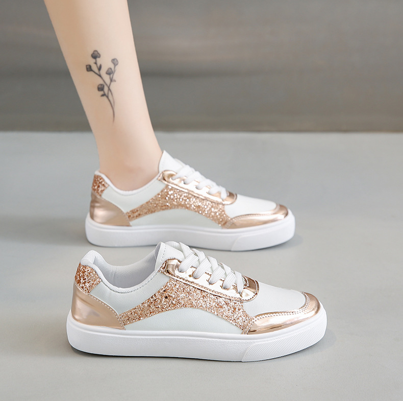 大码厚底亮片时尚女单鞋春秋新款休闲运动小白鞋学生轻便平底板鞋详情26