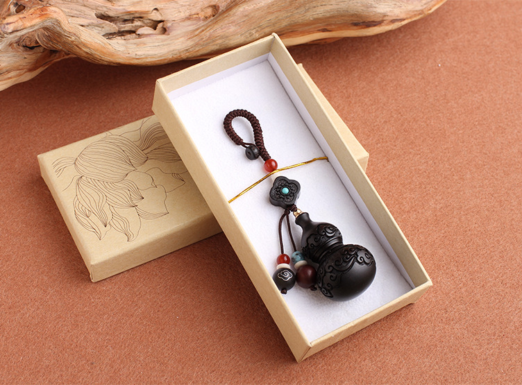 Ebony peace lock, car key accessory, gourd auspicious cloud hand-woven rope, car key lock, gift pendant pic 17