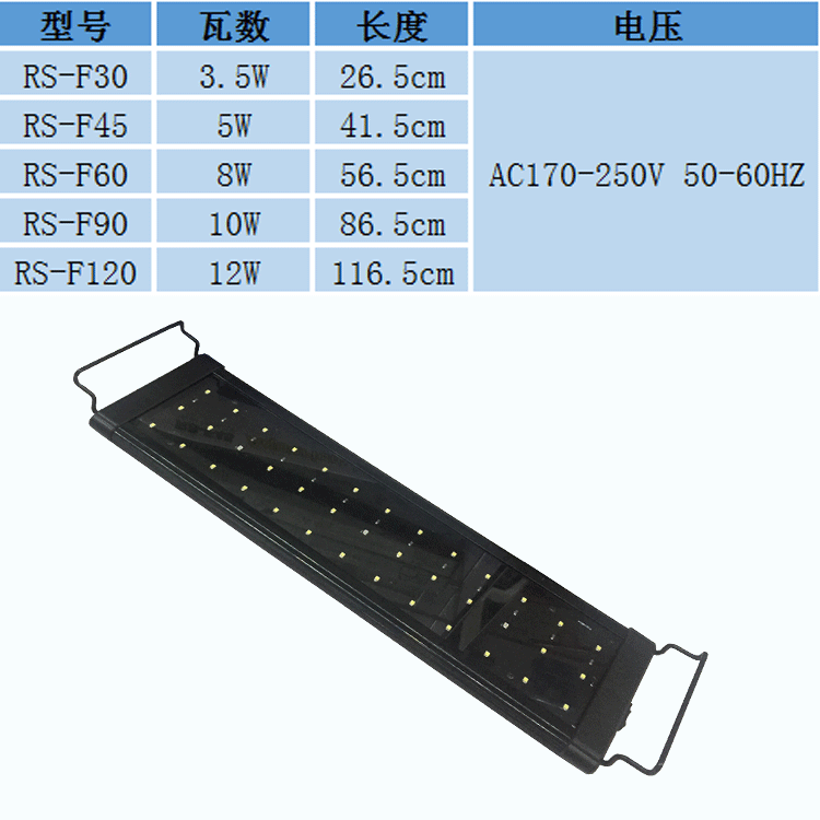 Baojie Aquarium LED Fish Tank Light, Risheng Ultra-thin retractable low-power RS-F white and blue light manufacturer wholesale pic 19