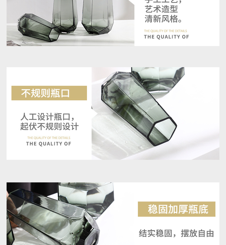 A popular Nordic minimalist creative glass vase, transparent water-grown flower arrangement, rose and lily vase, a living room decoration for home use pic 11