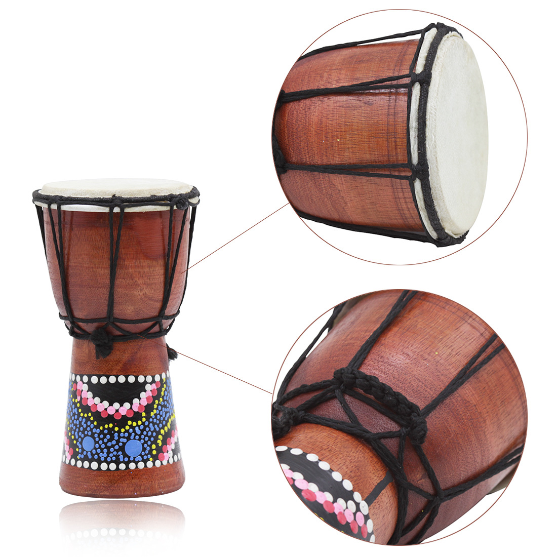 Wholesale handcrafted 4-inch African drums for children, adults, beginners, Lijiang hand drums, percussion instruments, 4-inch African drums, random pic 15