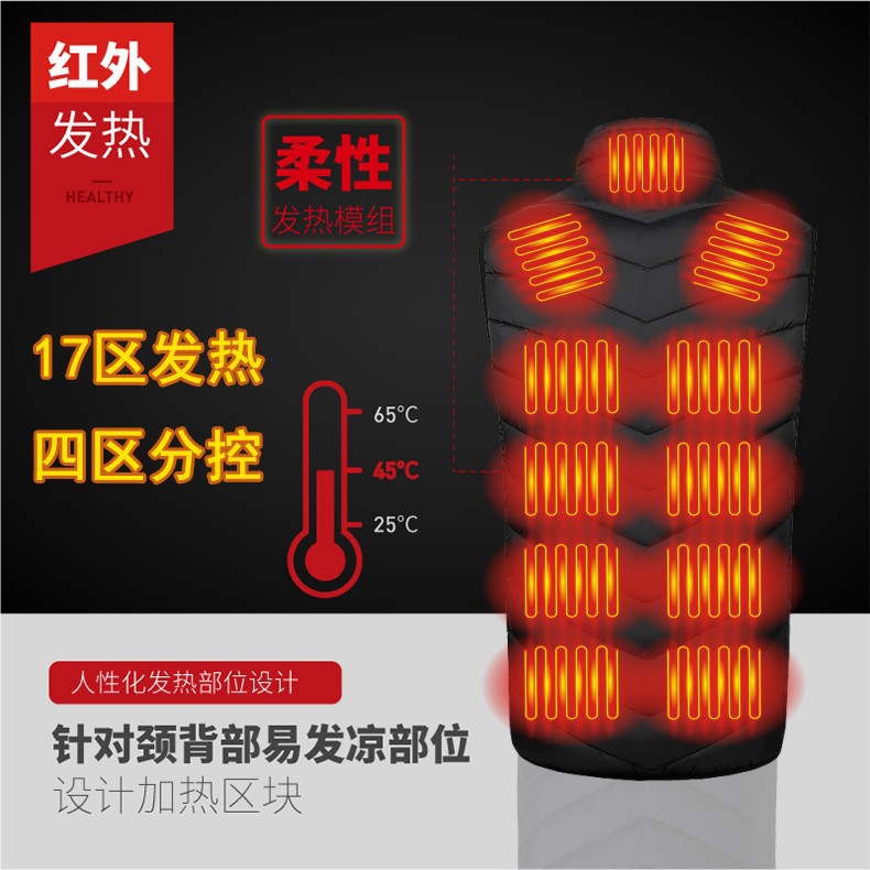 跨境专供冬季新款男立领发热马甲电热棉背心智能恒温发热保暖棉服详情16