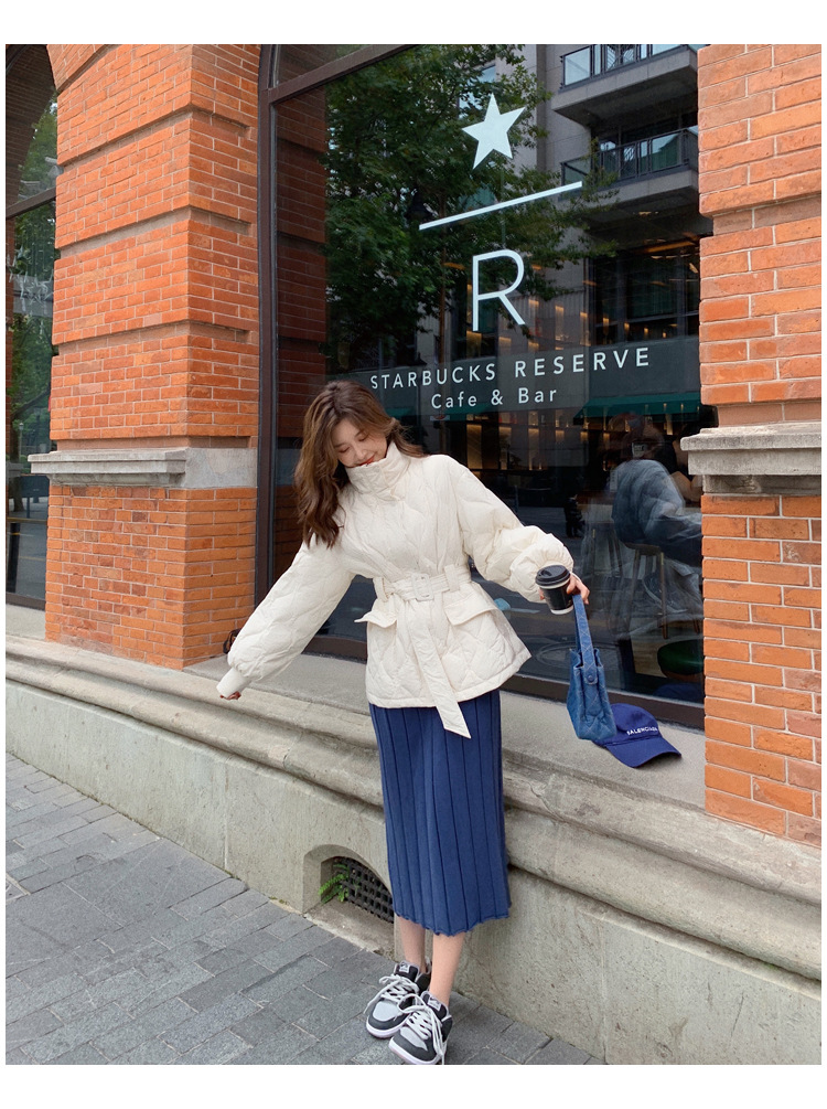 白色羽绒棉服女冬外套2022年新款轻薄收腰韩版欧货冬装短款面包服详情36