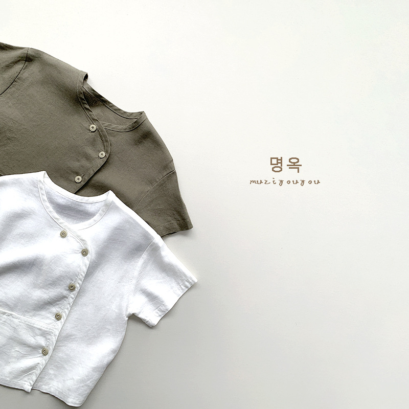 日系棉麻风~男女童上衣儿童个性韩版短袖T恤小衫森系复古风潮童装详情15