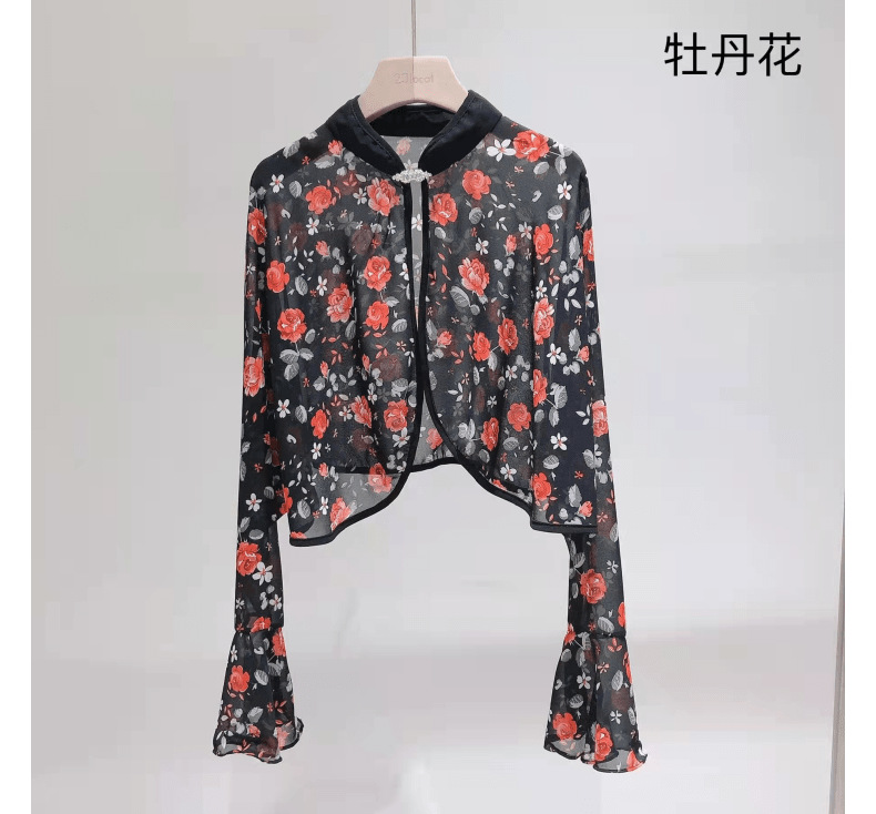 Sun-protective clothing for women, a versatile and multi-color Chinese-style summer dress, a stylish sunshade shawl, a breathable chiffon flared sleeve coat, a cardigan pic 5